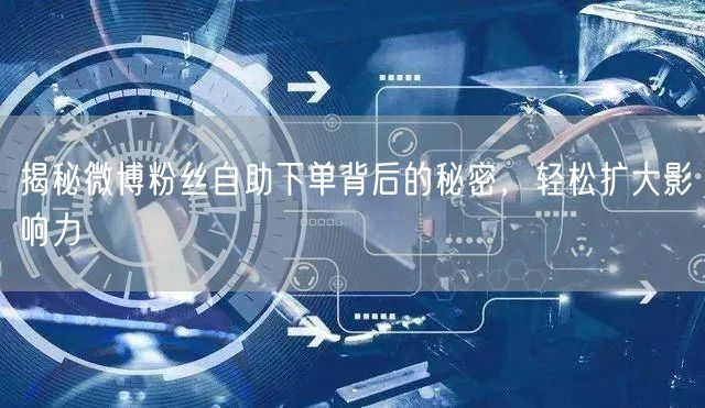 揭秘微博粉丝自助下单背后的秘密，轻松扩大影响力