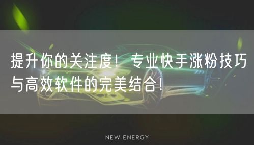 提升你的关注度！专业快手涨粉技巧与高效软件的完美结合！