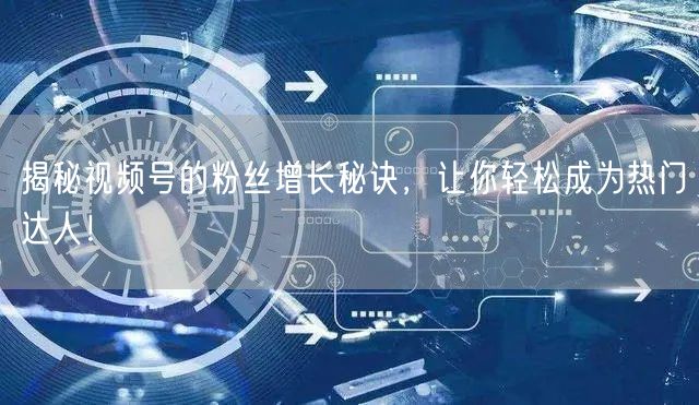 揭秘视频号的粉丝增长秘诀，让你轻松成为热门达人！