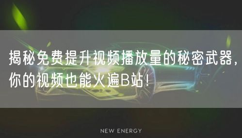揭秘免费提升视频播放量的秘密武器，你的视频也能火遍B站！