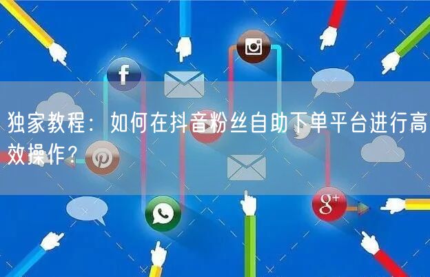 独家教程：如何在抖音粉丝自助下单平台进行高效操作？