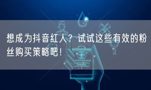 想成为抖音红人？试试这些有效的粉丝购买策略吧！