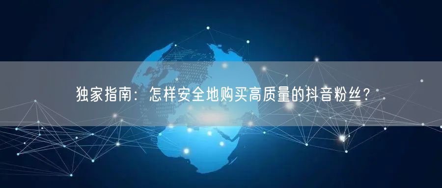 独家指南：怎样安全地购买高质量的抖音粉丝？
